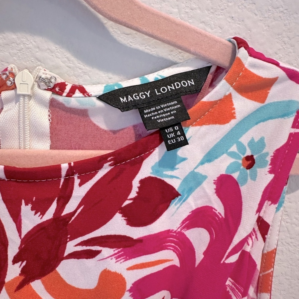 Maggy London Colorful Sleeveless Twist Front Summer Midi Dress NWT- Size 0 - Picture 5 of 5